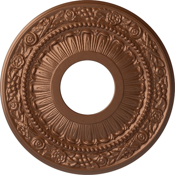 Ekena Millwork Nadia Ceiling Medallion (Fits Canopies up to 4 7/8"), 12 1/8"OD x 3 5/8"ID x 7/8"P, Polished Copper CM12NAPOS - main